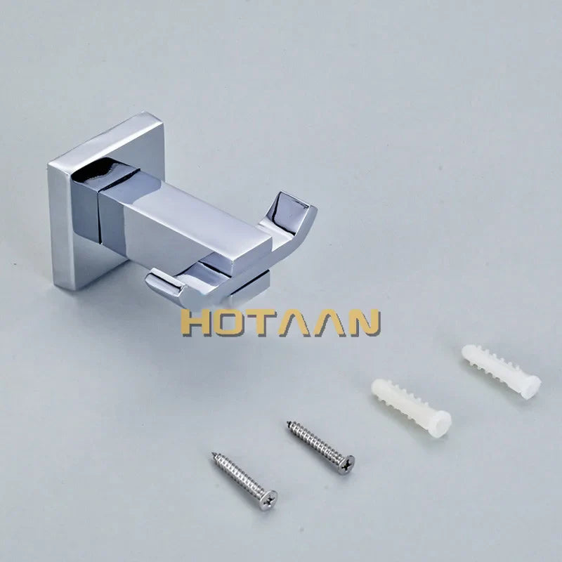 Afralia™ Stainless Steel Chrome Square Robe/Clothes Hook Bathroom Accessories