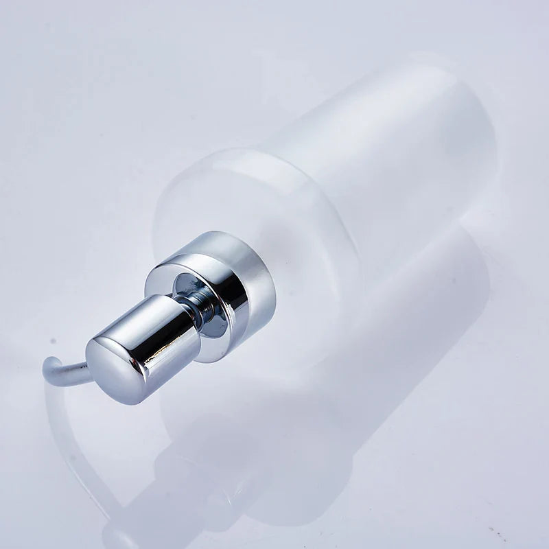 Afralia™ Frosted Glass Liquid Soap Dispenser with Brass Head - 200ml
