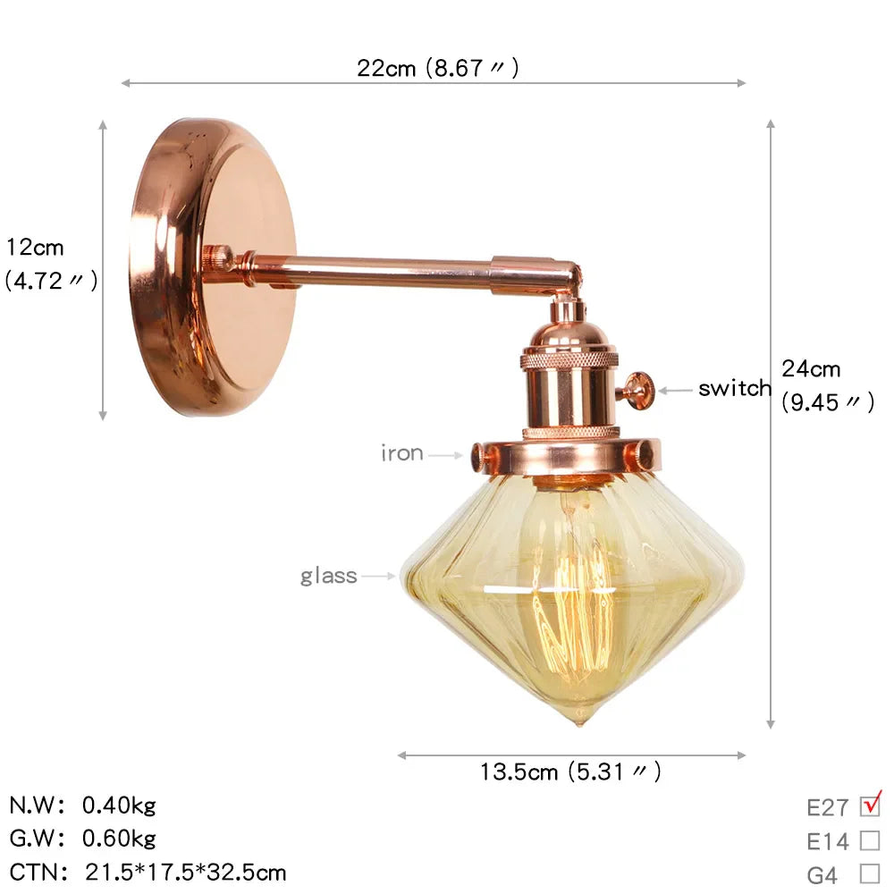 Afralia™ Nordic Rose Gold Wall Lamp LED Sconce for Bedroom Bathroom Mirror