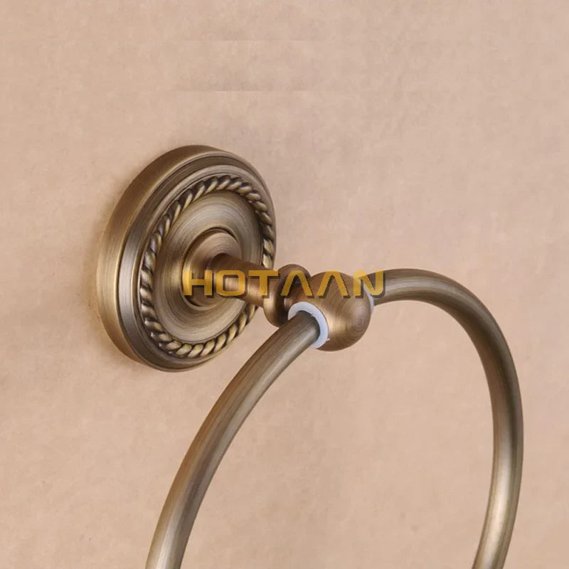 Afralia™ Antique Brass Wall-Mounted Round Towel Ring Holder