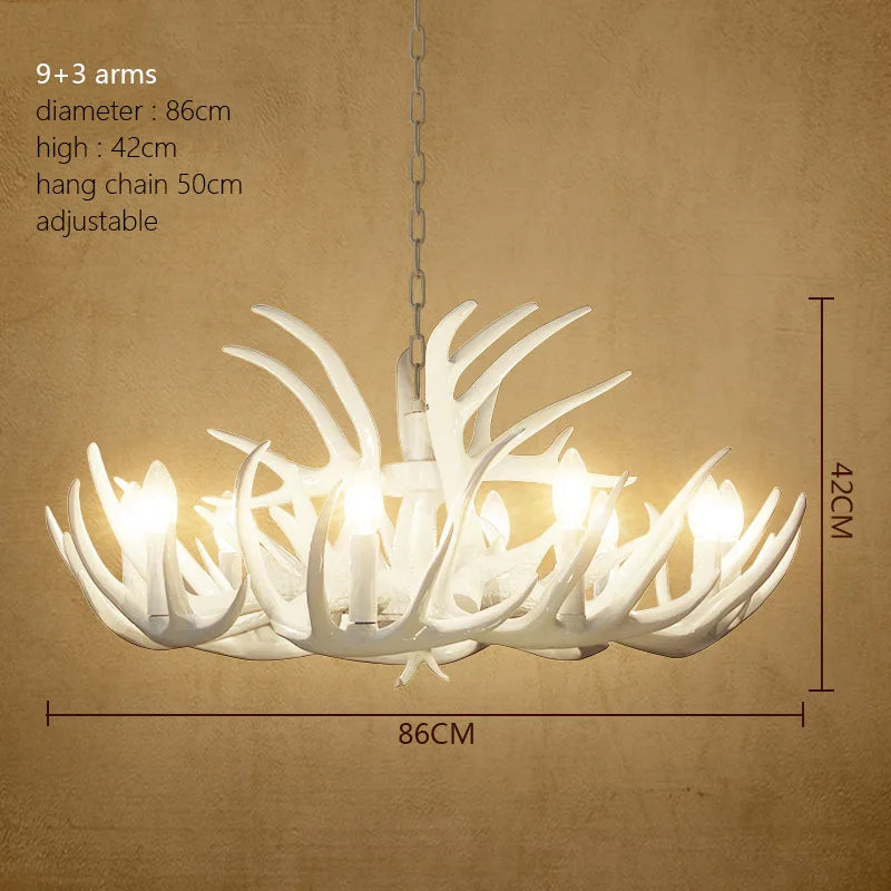 Afralia™ Deer Antler Chandelier: American Retro Resin Horn Lamps for Rustic Home Decor