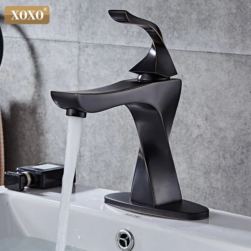 Afralia™ Contemporary Brass Basin Faucet with Single Handle Mixer for Bathroom