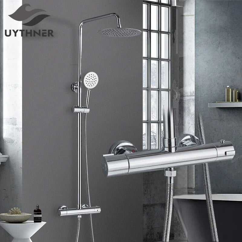 Afralia™ Thermostatic Shower Faucet Set with Rainfall Head and Mixer Valve