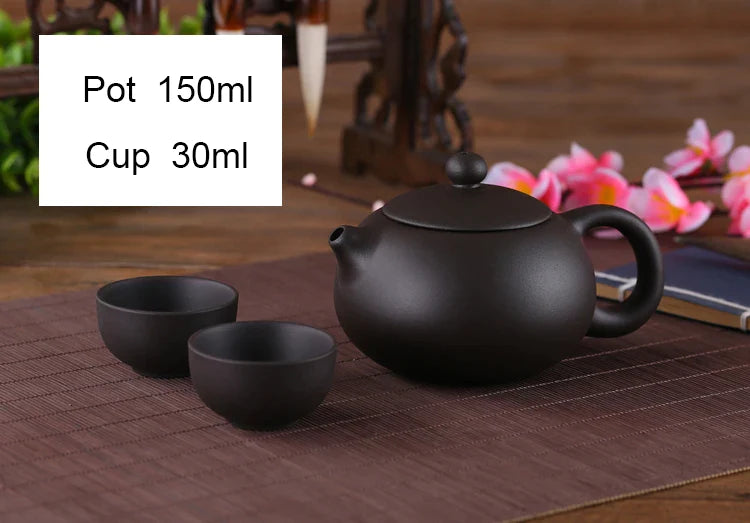 Afralia™ Yixing Purple Clay Tea Set: Pot, 2 Cups, XiShi Pot Tea Ceremony, Ceramic Teacup