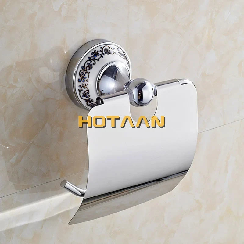 Afralia™ Ceramic Chrome Brass Wall Mounted Toilet Paper Holder - Waterproof Tissue Bar