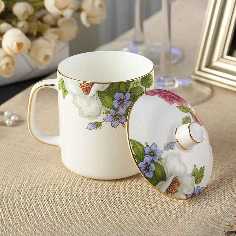 Afralia™ Porcelain Tea Mug Set - Elegant British Bone China Coffee Cup Tumbler