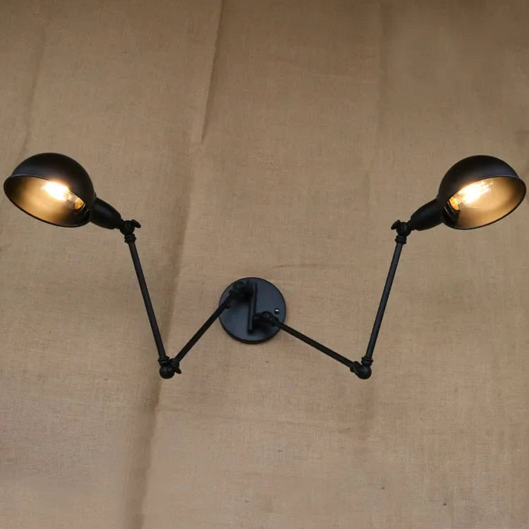 Afralia™ Industrial Vintage Double Swing Wall Sconce, Retro Wall Lamp, Brass Copper Loft Arm Light