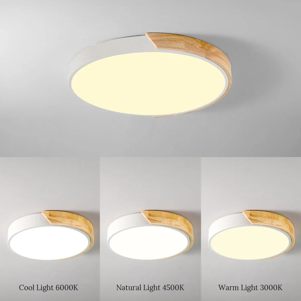 Afralia™ Nordic Wood Ceiling Lights Modern Colorful Bedroom Lamps 30cm 40cm