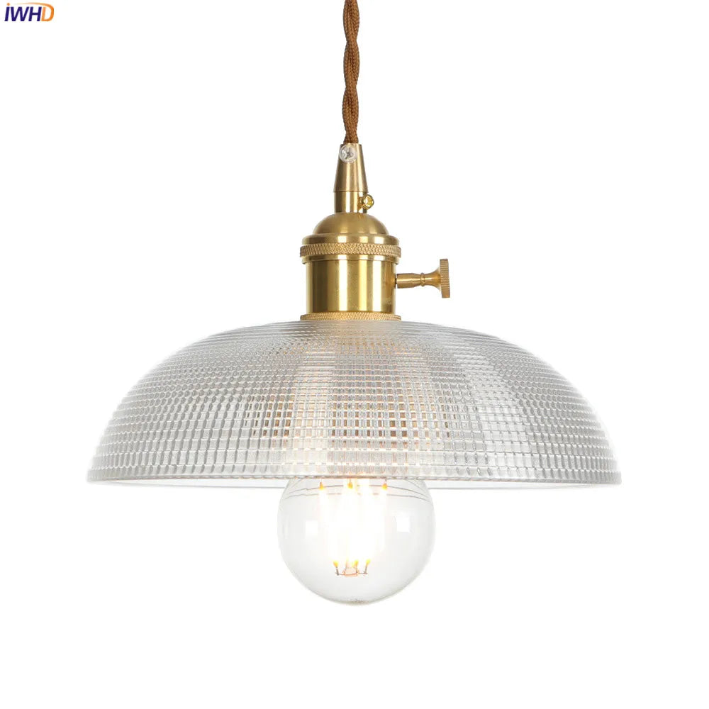 Afralia™ Nordic Edison LED Pendant Light Copper Glass Hanglamp