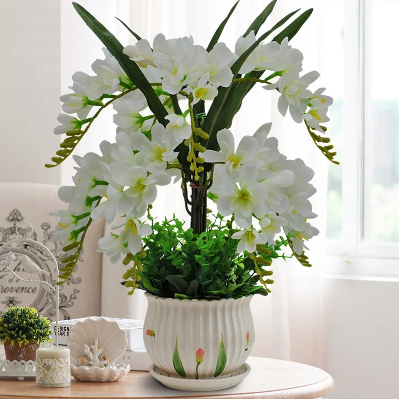 Afralia™ Phalaenopsis Orchid Vase Set - Artificial Flower Home Decoration Bouquet