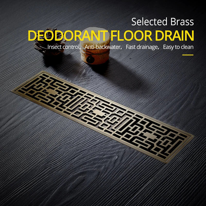 Afralia™ Euro Antique Brass Art Carved Floor Drain Cover Shower Waste Drainer