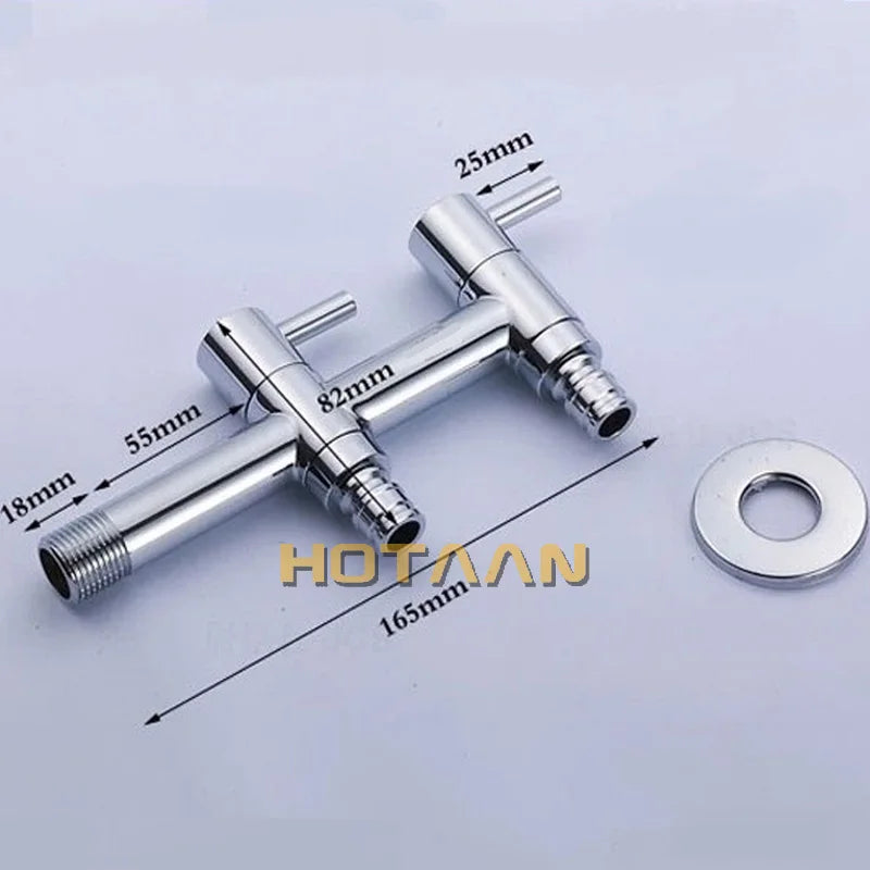 Afralia™ Brass Dual Hole Garden Faucet Bib-cock for Washing Machine, Toilet, and Garden