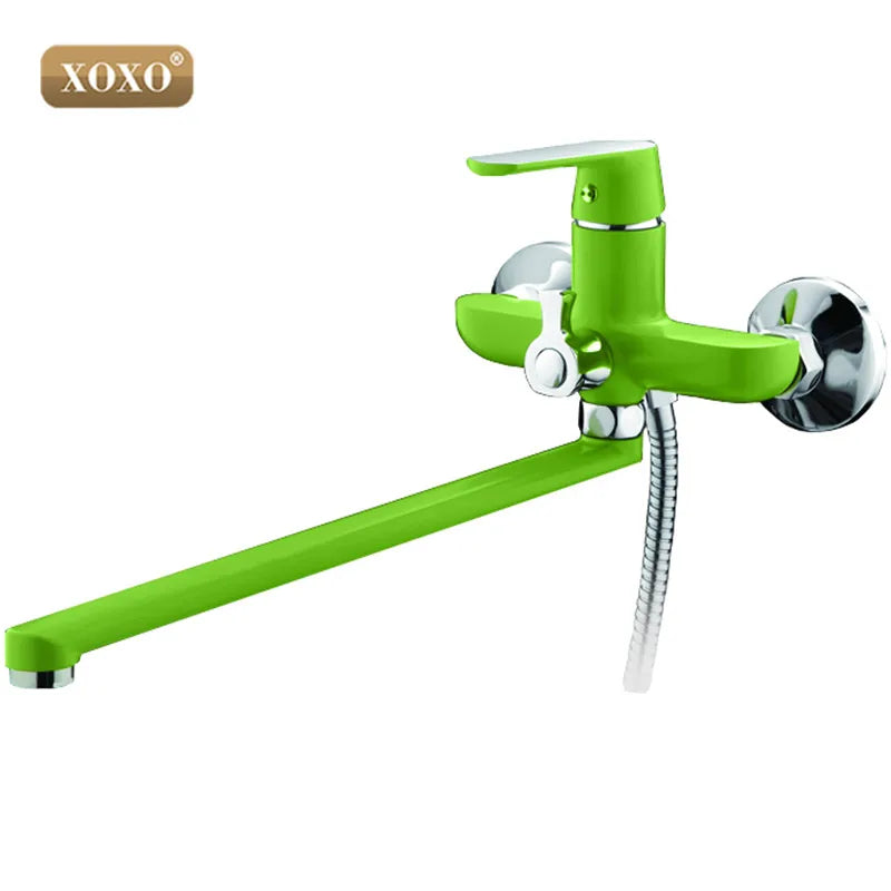 Afralia™ Green Spray Painted Brass Bath Shower Faucet