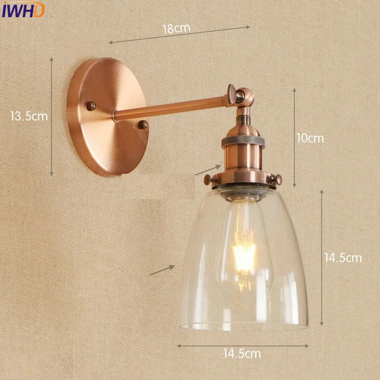 Afralia™ Antique Brass Industrial Swing Arm Wall Sconce - Vintage Glass Wall Light Fixtures