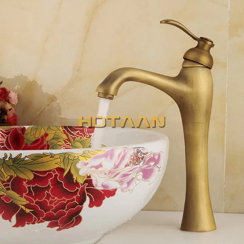 Afralia™ Antique Brass Waterfall Basin Faucet Sink Mixer Tap - YT-5053