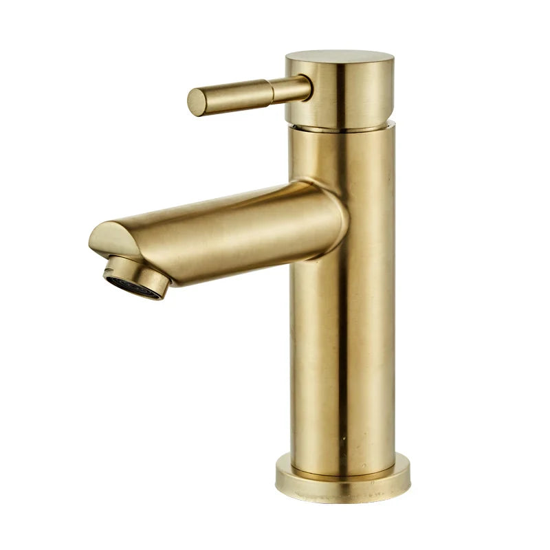 Afralia™ Brushed Gold Bathroom Basin Faucet, Single Handle Deck Mounted Mixer Tap