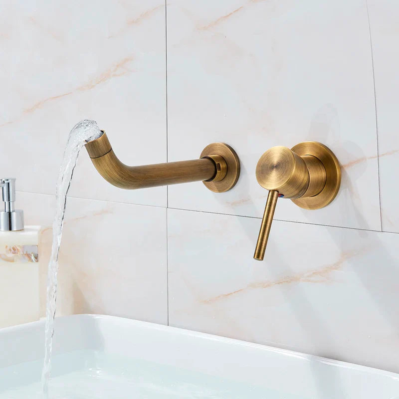 Afralia™ Brass Wall Mount Basin Faucet: Single Handle Vessel Sink Mixer Tap