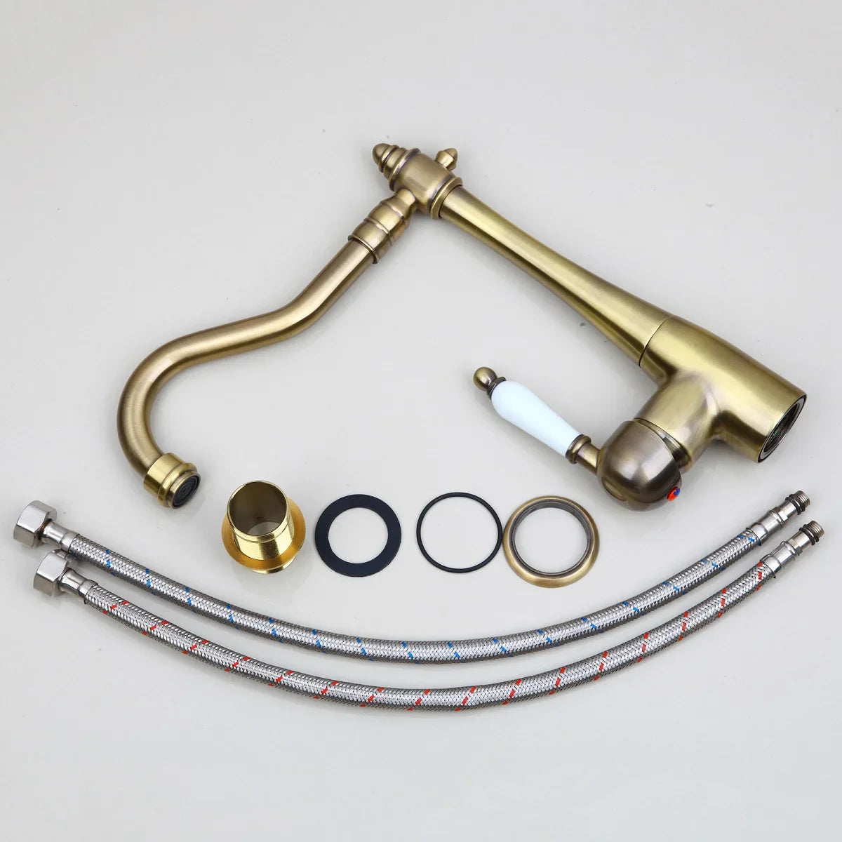 Afralia™ Antique Bronze Kitchen Faucet Swivel Spout Basin Tap 360 Rotatable Mixer Taps