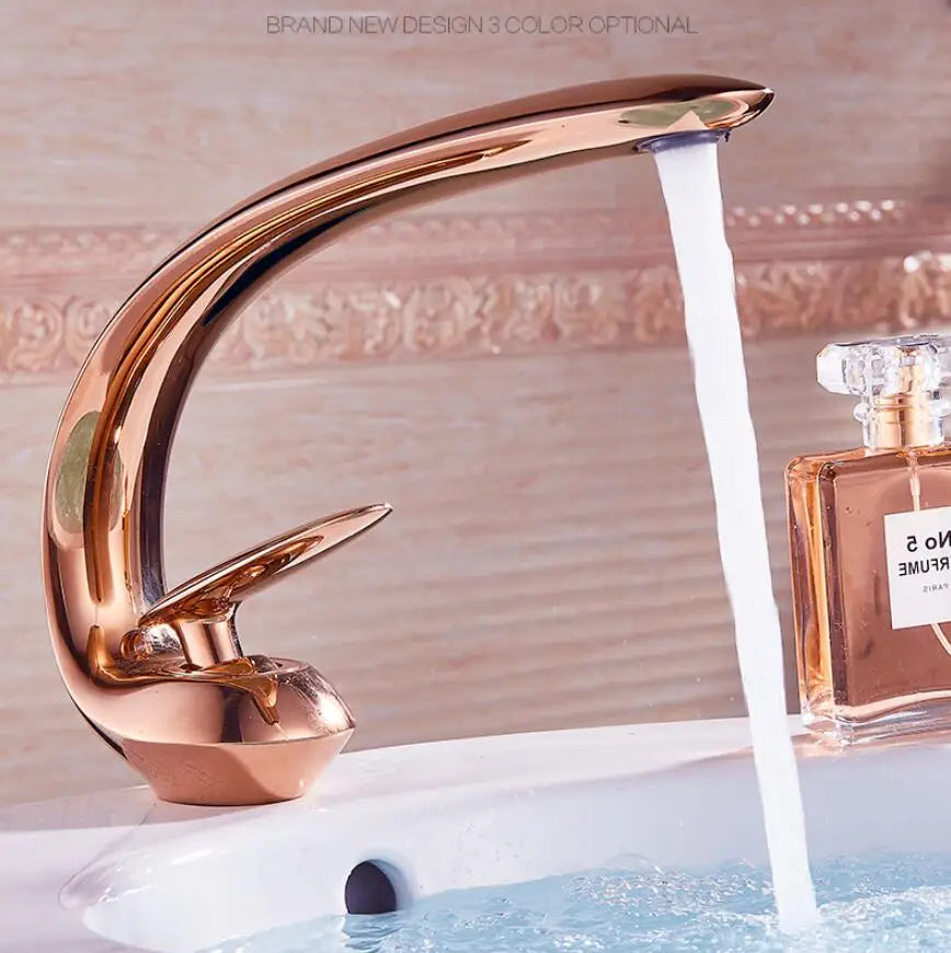 Afralia™ Rose Gold Basin Faucet: Modern Brass Sink Mixer Tap, Single Handle, Single Hole