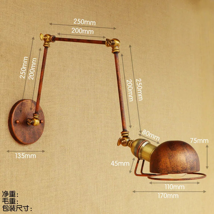 Afralia™ Loft Style Adjustable Swing Arm Wall Sconce - Industrial Retro Vintage Wall Light