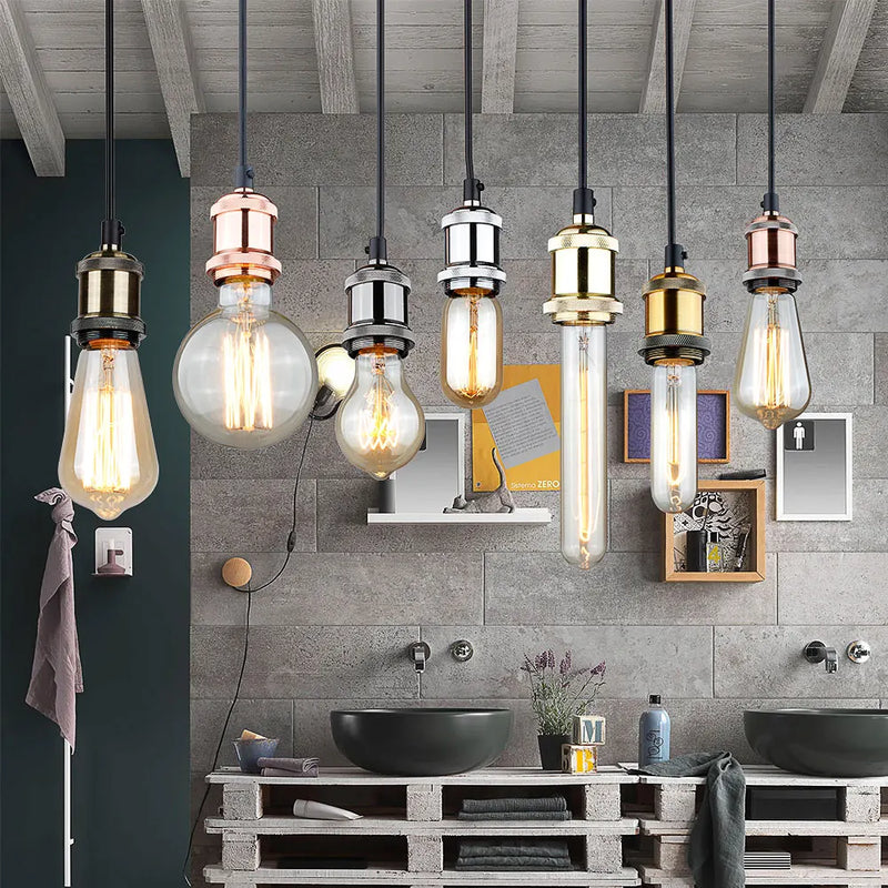 Afralia™ Retro Industrial Aluminum Pendant Light Fixture E27 Base Edison Lamp Socket