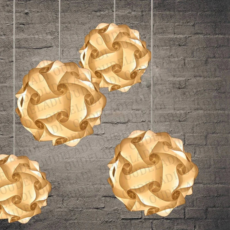 Afralia™ White PP Plastic Jigsaw Pendant Lights 30cm/40cm Modern Decorative Lamp