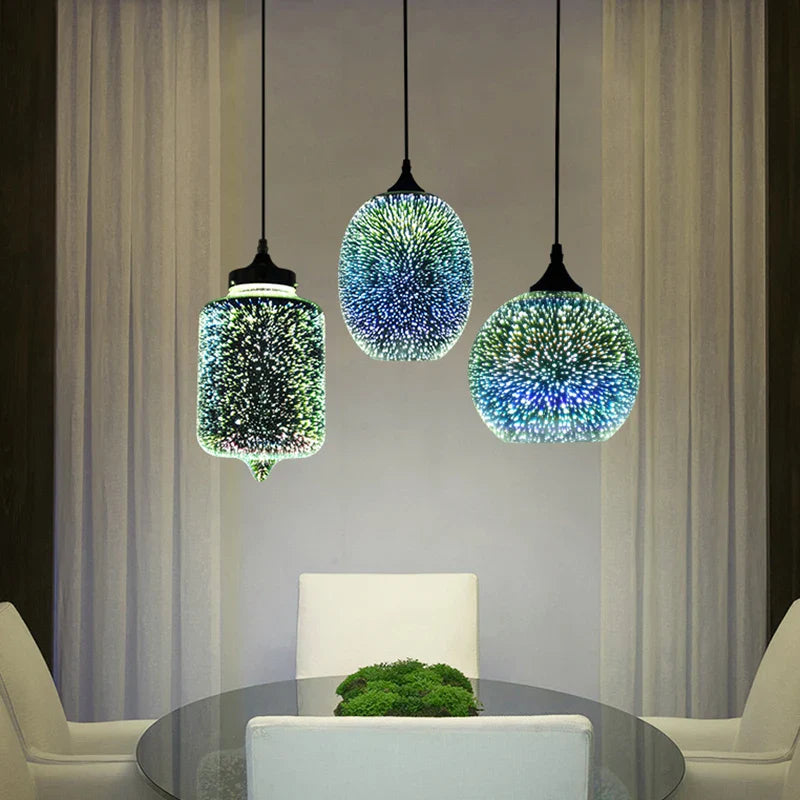 Afralia™ Starry Sky Glass Chandelier with LED Lights for Home Decor