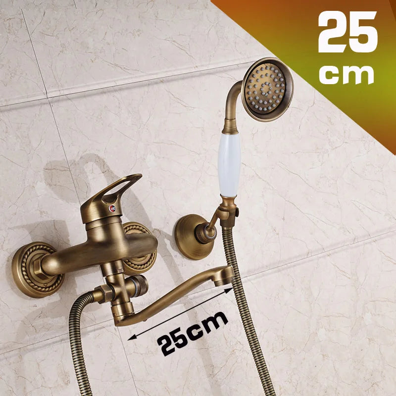 Afralia™ Brass Long Nose Shower Faucet Wall Mount Single Handle Mixer Tap