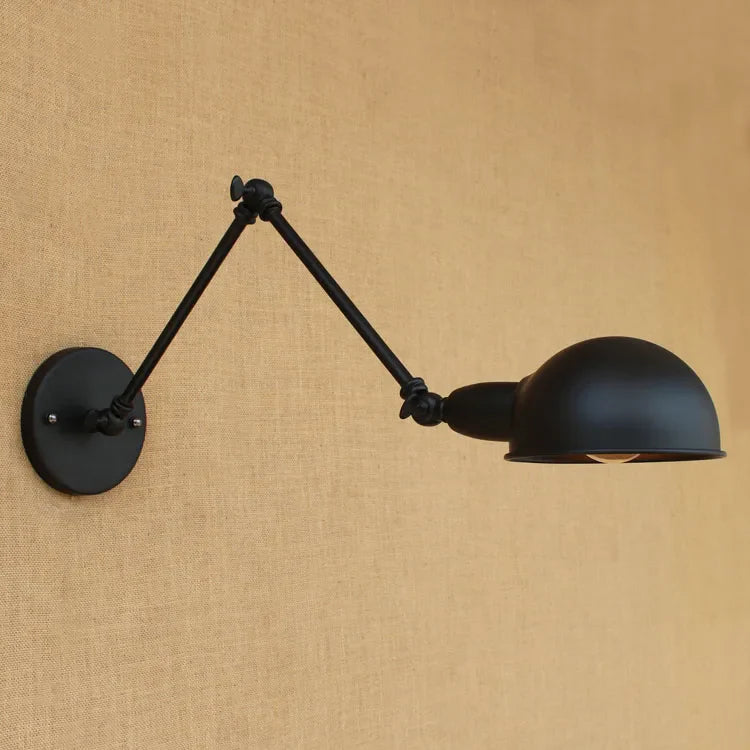 Afralia™ Black Edison Retro Vintage Wall Lamp Industrial Style LED Sconce Applique