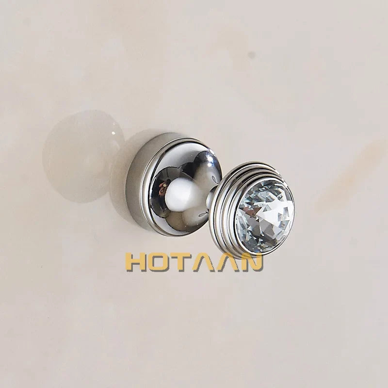 Afralia™ Crystal Chrome Wall Hook for Bathroom Robes & Clothes - Copper Material
