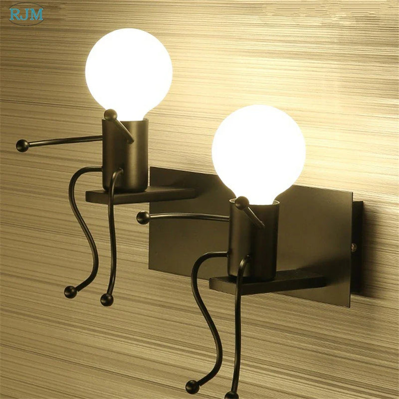 Afralia™ Cartoon Children Iron Wall Lamps for Nordic Modern Living Bedroom Decor