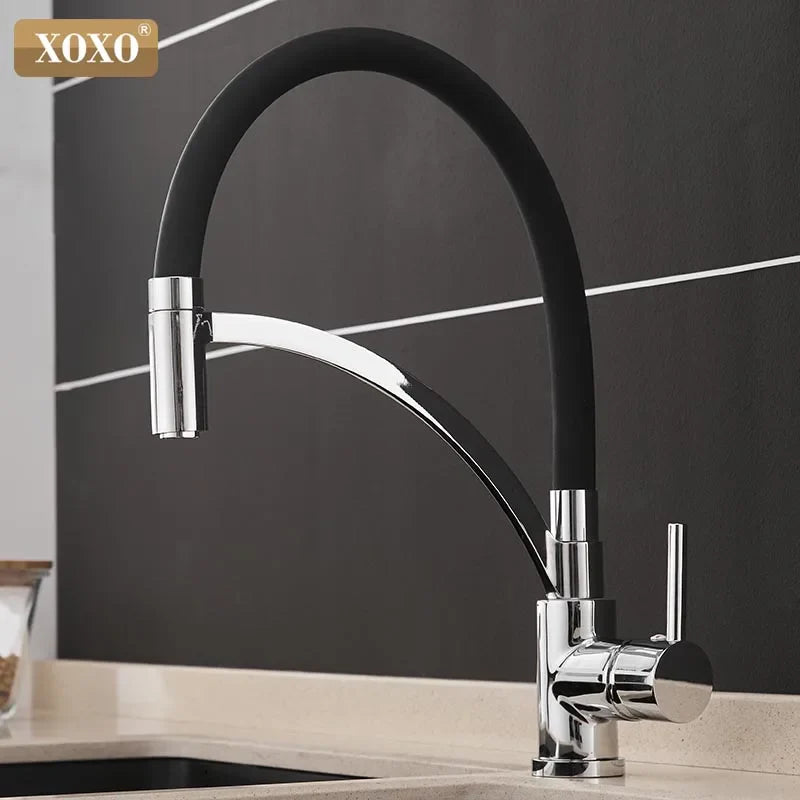 Afralia™ Black Chrome Kitchen Tap Faucet Pull Down Mixer for Sink.