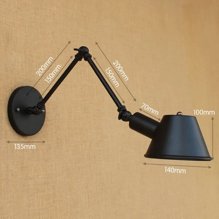 Afralia™ Golden Vintage LED Swing Arm Wall Sconce Industrial Style