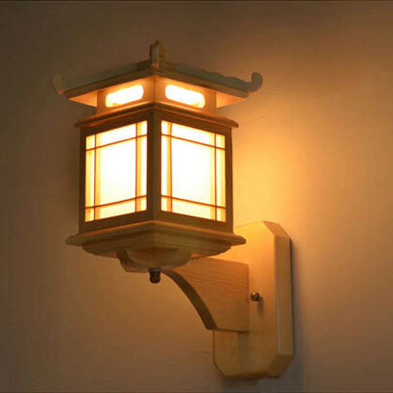 Afralia™ Retro Wood Wall Sconce Light e27 Vintage Fixture for Hotel Bedroom