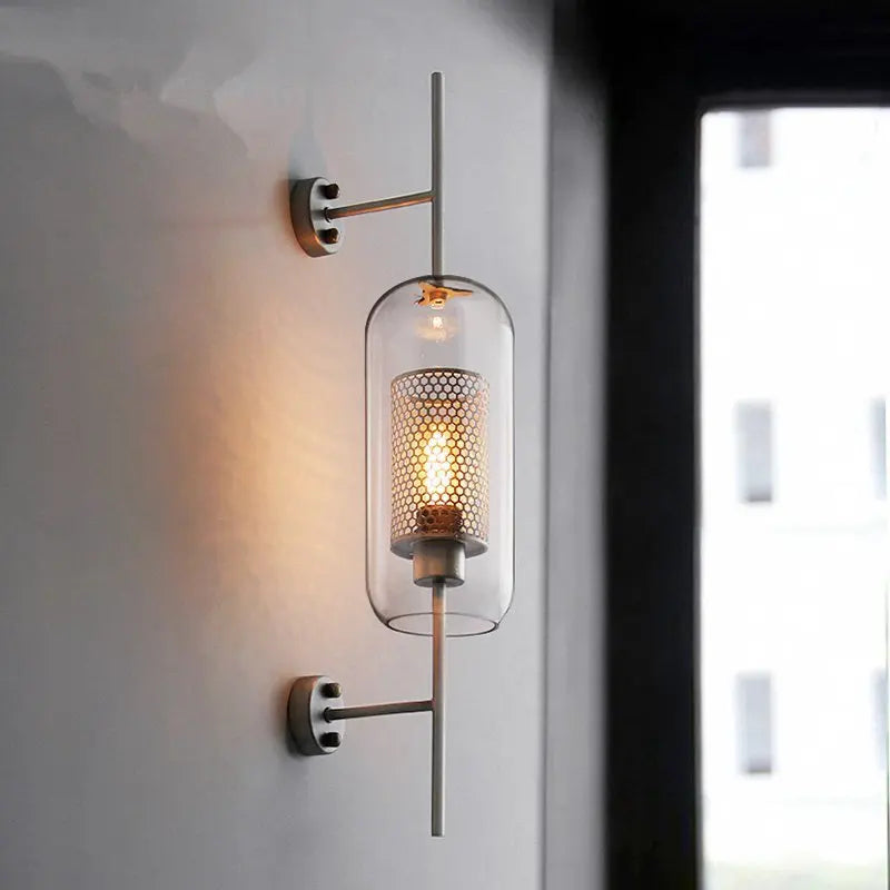 Afralia™ Glass Industrial Wall Lights for Living Room Bedroom Dining Room