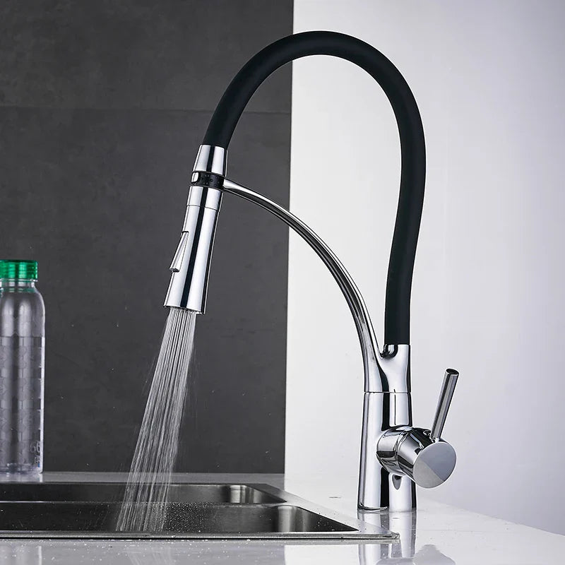 Afralia™ LED Kitchen Faucet with Rubber Design and Single Handle Pull Down