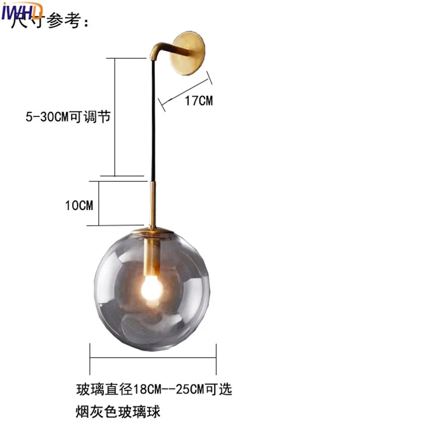 Afralia™ Glass Ball LED Wall Lamp - Nordic Modern Bathroom Sconce