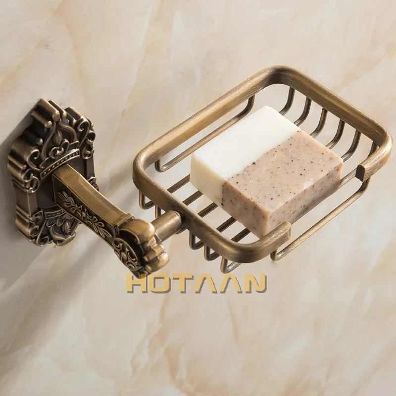 Afralia™ Antique Brass Wall Mount Soap Basket for Bathroom Essentials