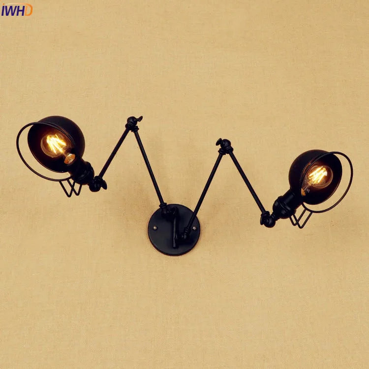 Afralia™ Vintage Dual Arm LED Wall Sconce - Industrial Style Stair Light