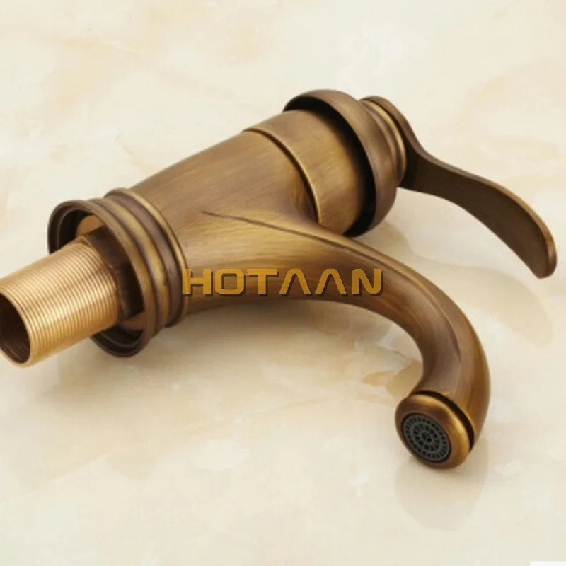 Afralia™ 6" Antique Brass Basin Faucet Water Mixer Tap - YT-5065