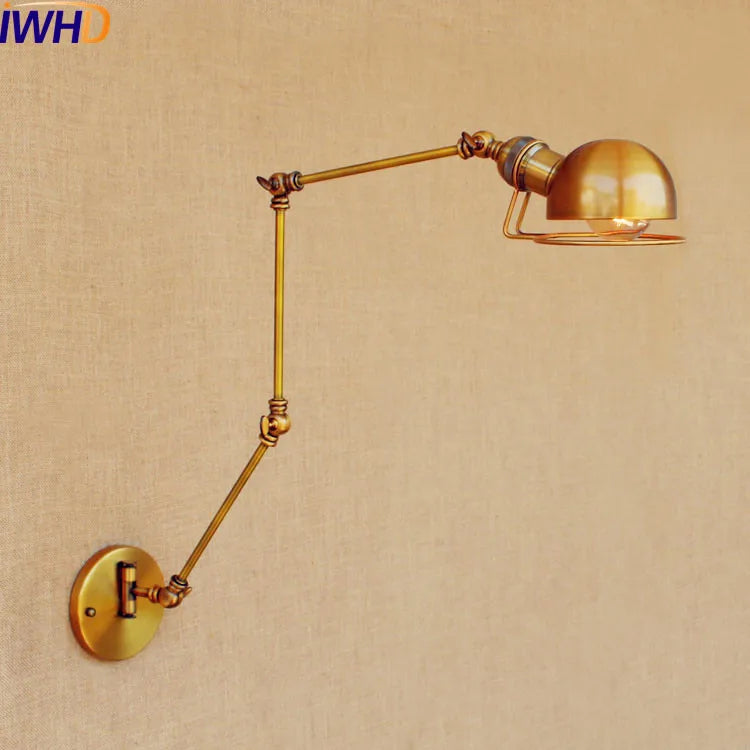 Afralia™ Gold Swing Arm LED Wall Lamp Retro Loft Industrial Sconce