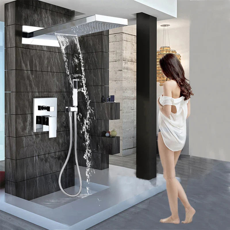 Afralia™ Luxury Brass Shower Faucet with Handshower and 3-Way Mixer