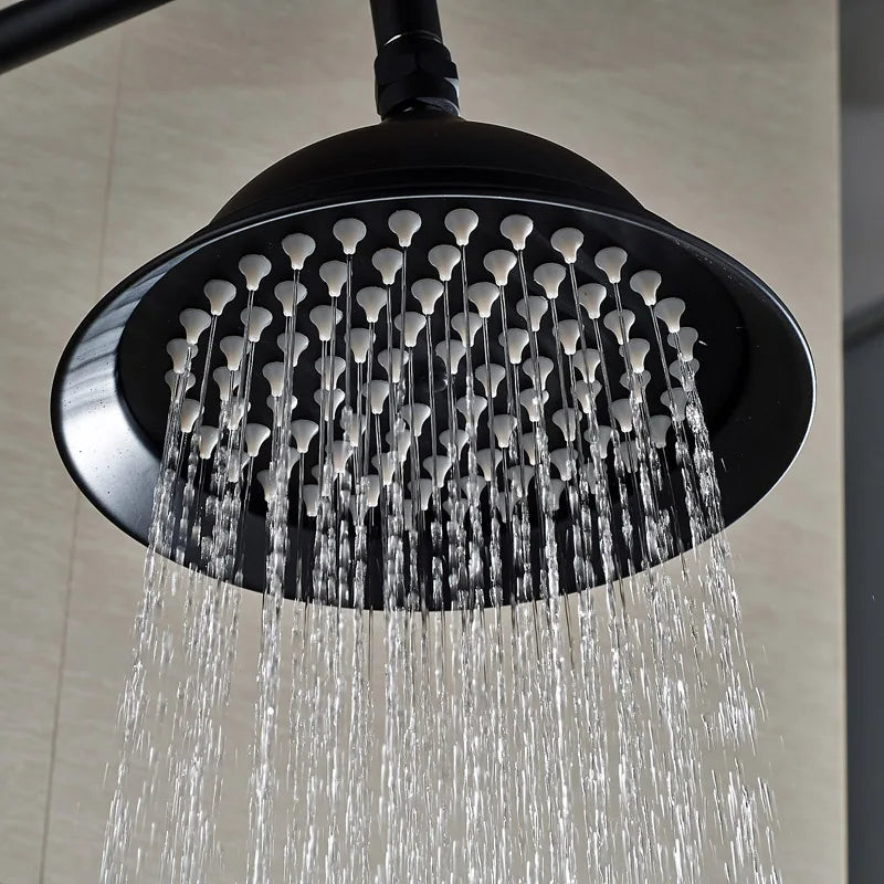 Afralia™ Black Bronze Rainfall Shower Faucet Set with 8" Head for Wall Mount