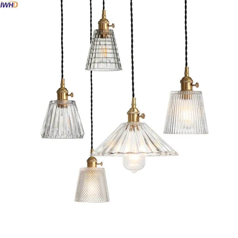 Nordic Copper Glass LED Pendant Light by Afralia™ - Vintage Lamp for Bar Dinning Room