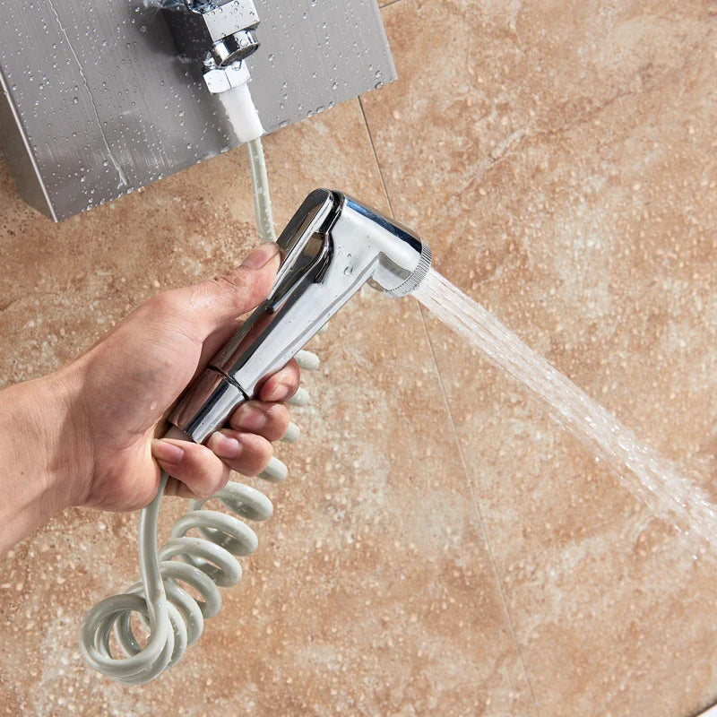 Afralia™ LED Rain Waterfall Shower Panel with Massage Jets and Bidet Sprayer