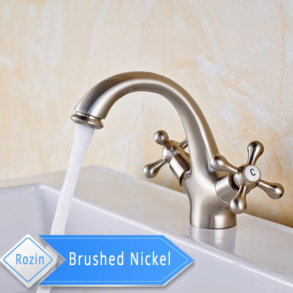 Afralia™ Gold Vessel Sink Mixer Tap Deck Mounted Basin Faucet Hot Cold Water Mixer