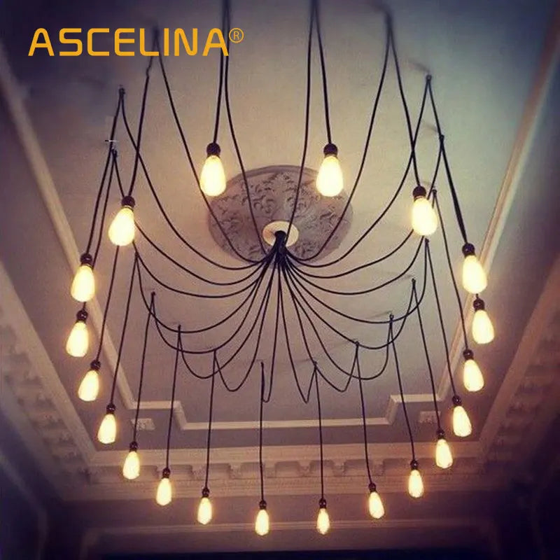 Afralia™ Spider Pendant: Retro Nordic Ceiling Lamp for Living Room & Cafe