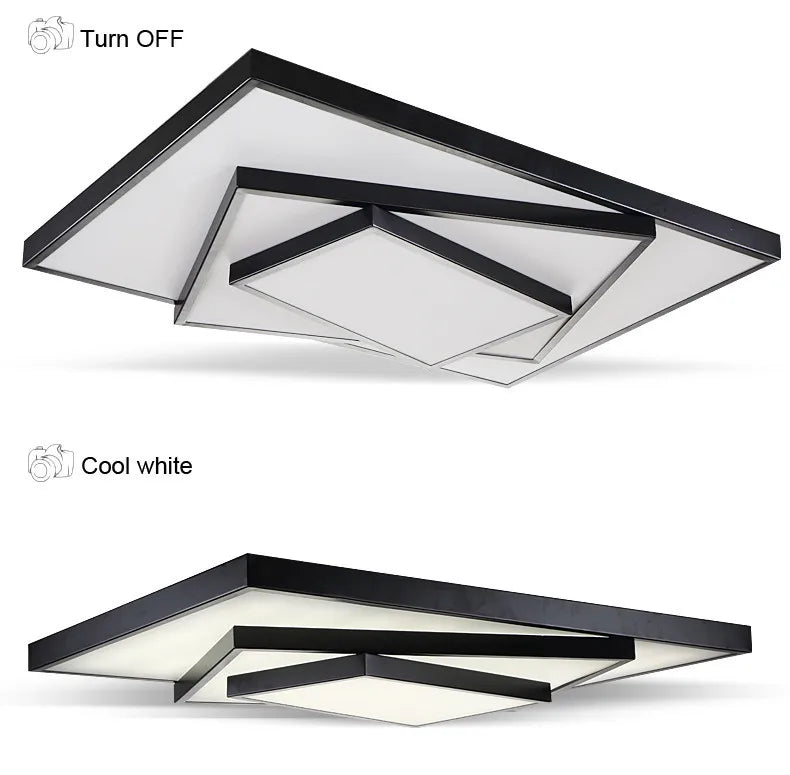 Afralia™ Modern Geometric LED Ceiling Light for Living Bedroom, Dimmable Indoor Lamp