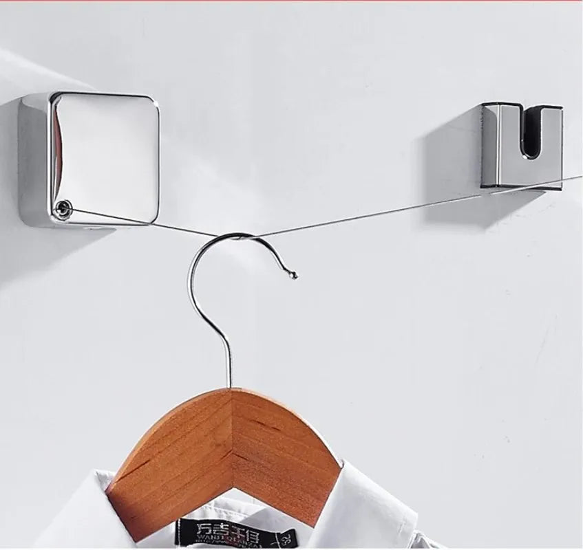 Afralia™ Stainless Steel Retractable Clothesline Laundry Hanger Drying Rack Organizer