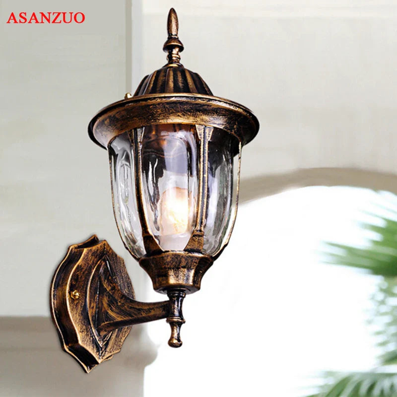 Afralia™ European Waterproof Outdoor Wall Lamp Classic Bronze Garden Fixture